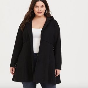 Torrid Size 2 Black Hooded Fit and Flare Coat